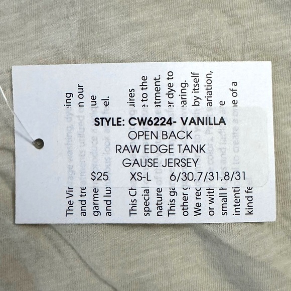 Chaser Sleeveless Tank Top Keyhole Back Vent Raw Hem Gauze Vanilla Ivory Medium - Picture 5 of 16